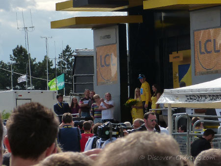 Bradley Wiggins on podium