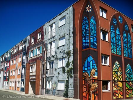 Stained glass windows on Bel Air fresco