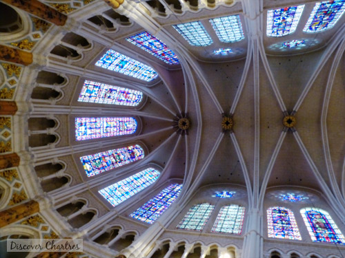 The triforium, the windows and the vaults of the choir of Chartres cathedral