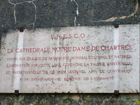 UNESCO plaque of Chartres cathedra