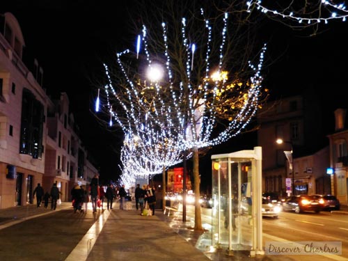 The garland lights on Christmas in Chartres