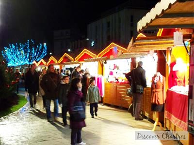 Christmas Market at night in Chartres