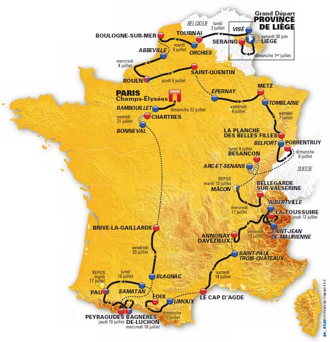 Tour de France 2012 map